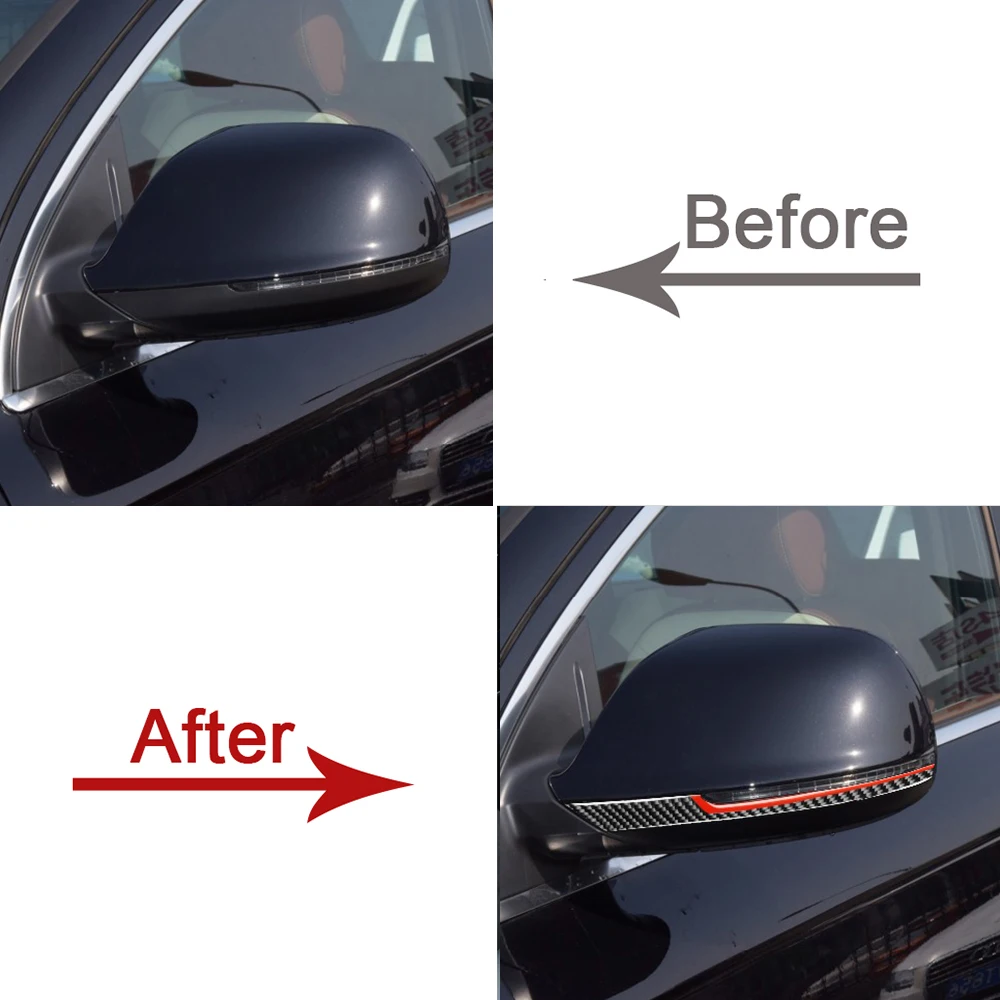 

Carbon Fiber Rearview Mirror Anti-Rub Strips Trim Auto DIY Decoration Stickers For Audi Q5 8R Q7 Car Modification Accessories