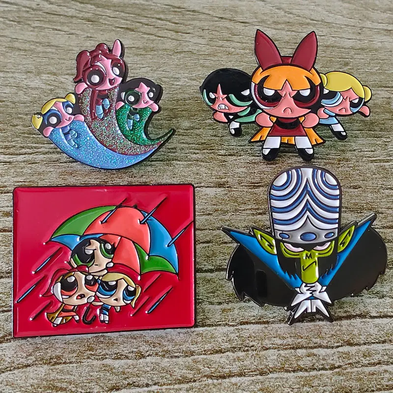 Powerpuff Girls Lapel Pins Enamel Pin Funny Cartoon for Backpacks Briefcase Badges Brooch for Clothes Accessories Fashion Gifts