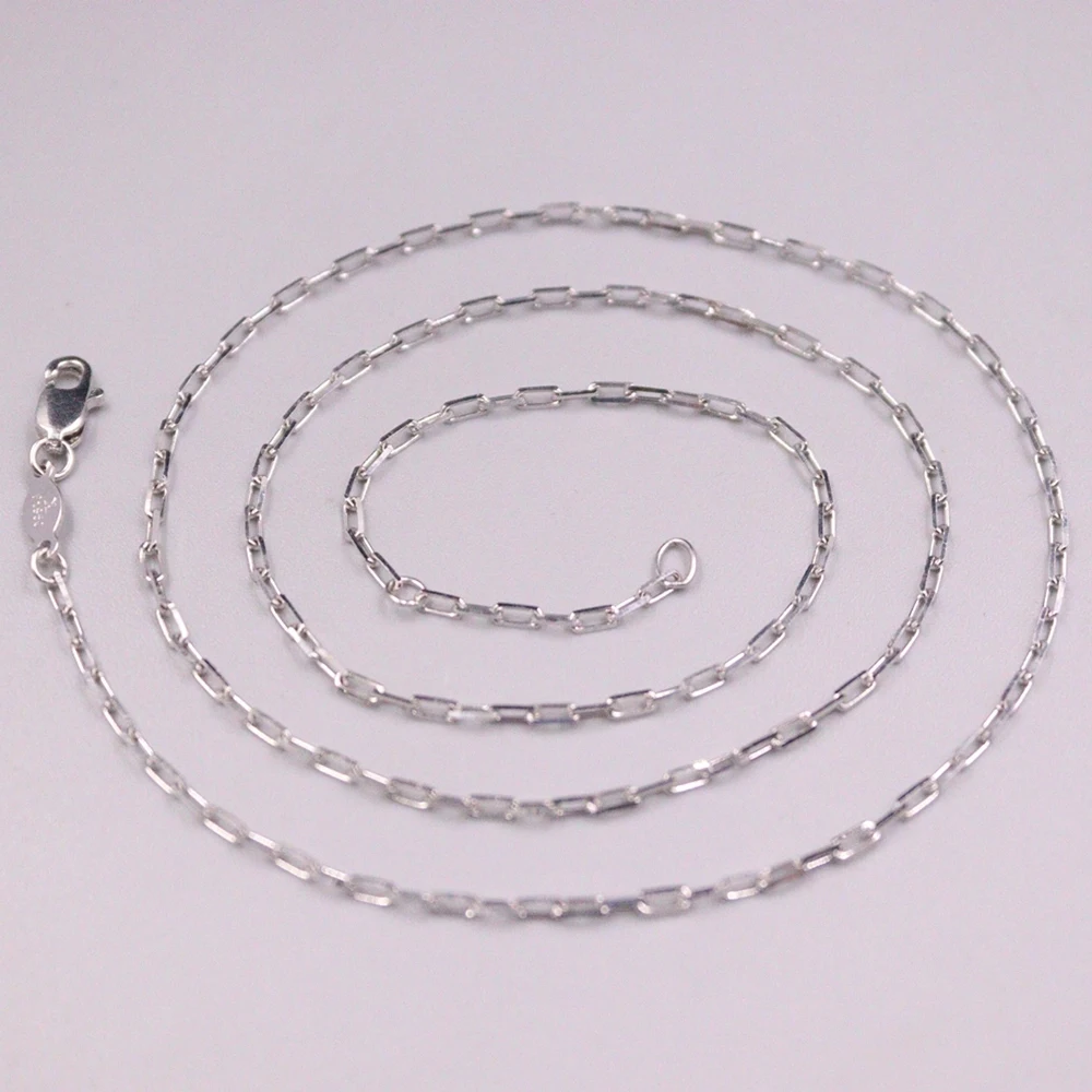 

Real Pure Platinum 950 Chain Women 1.7mm Square Rolo O Link Necklace 4.62g/45+2.5cm