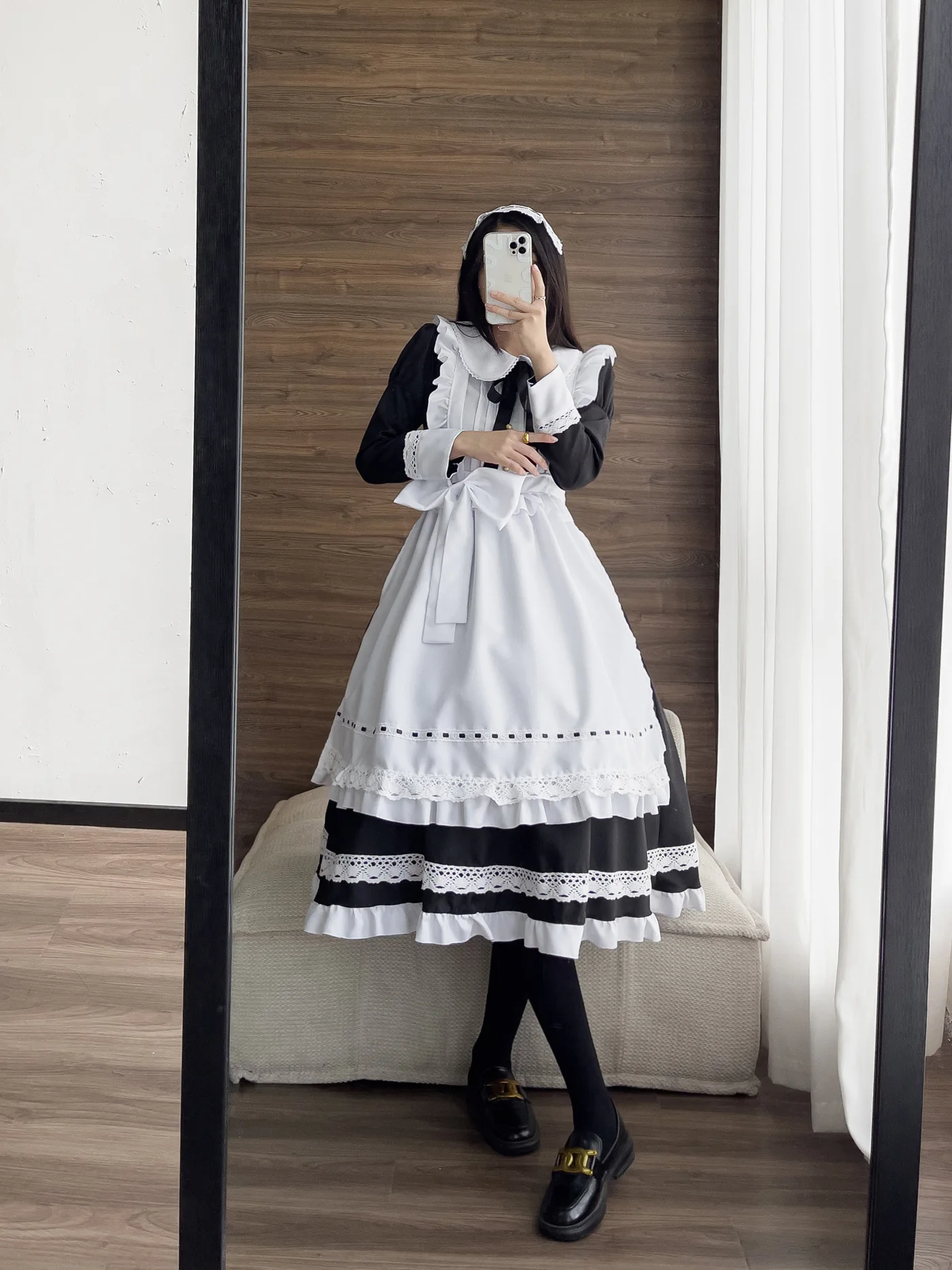 Anime Halloween Cosplay Kostüme Anime Schürze Dienstmädchen Rollenspiel Langes Kleid Übergröße Schwarz Weiß Lolita Dessous Kleid Dienstmädchen Outfits – Detail 2