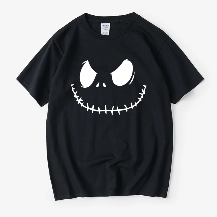 عشية عيد الميلاد الرعب جاك هالوين الجمجمة تي شيرت قصير الأكمام جولة الرقبة الصيف زوجين ملابس Harajuku الجرافيك تي شيرت #2
