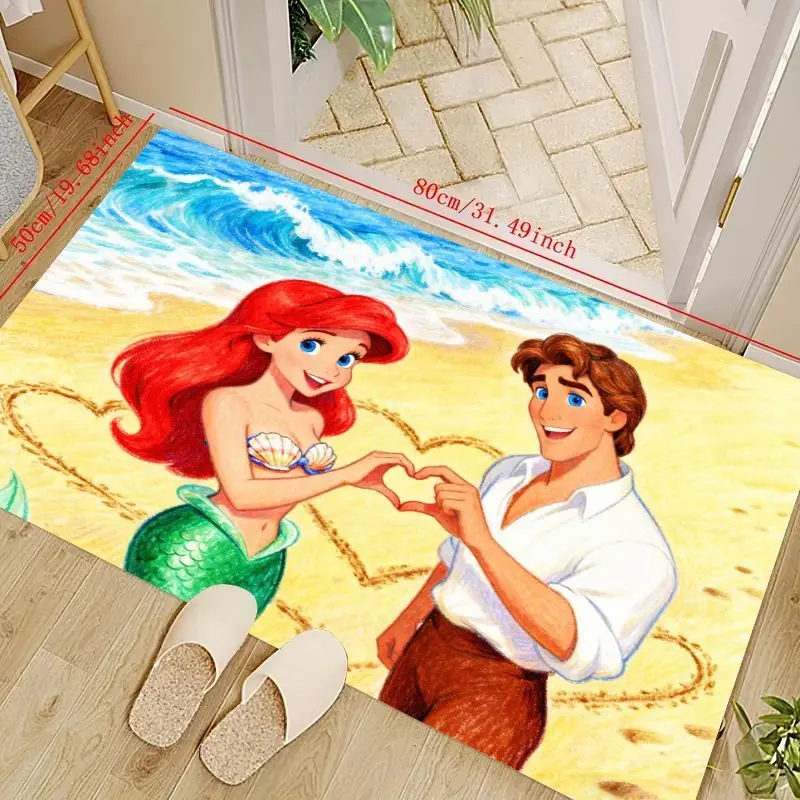 

1 шт. Дисней Русалочка Ариэль и принц Эрик Романтическая пляжная сцена напольный коврик, сердце руки мультфильм анимационный коврик для детей