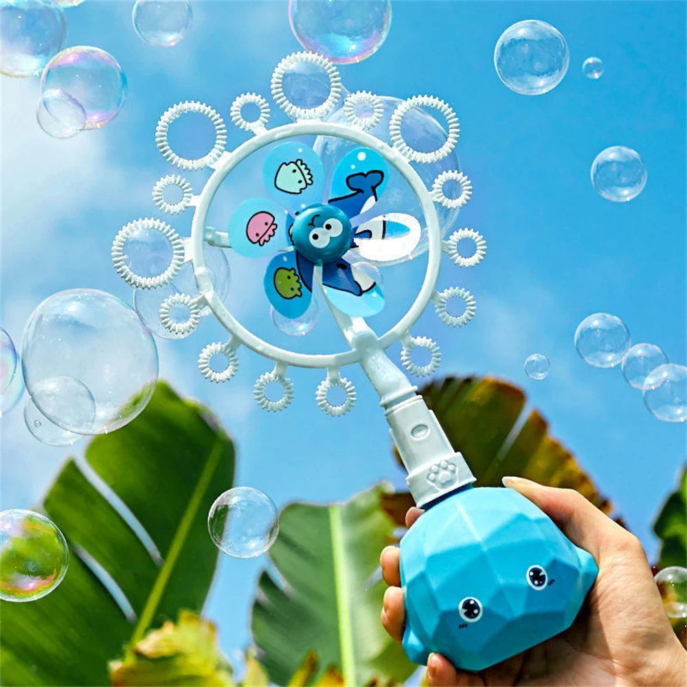 Toy Windmill Moderate Size Automatic Bubble Machine Easy Grip Colorful Package Outdoor Activity Toys Windmill Bubble Machine