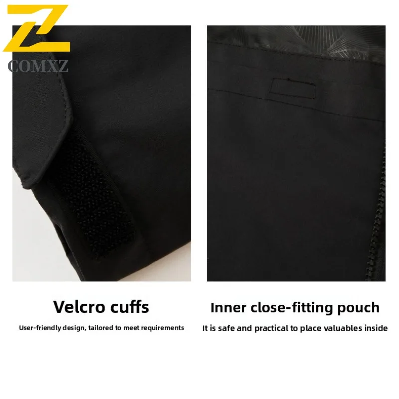 سترة رجالي COMXZ 2025 متعددة الاستخدامات فضفاضة للسفر في الهواء الطلق سترات متينة مقاومة للرياح تصميم بقلنسوة معطف خريف خفيف الوزن #6