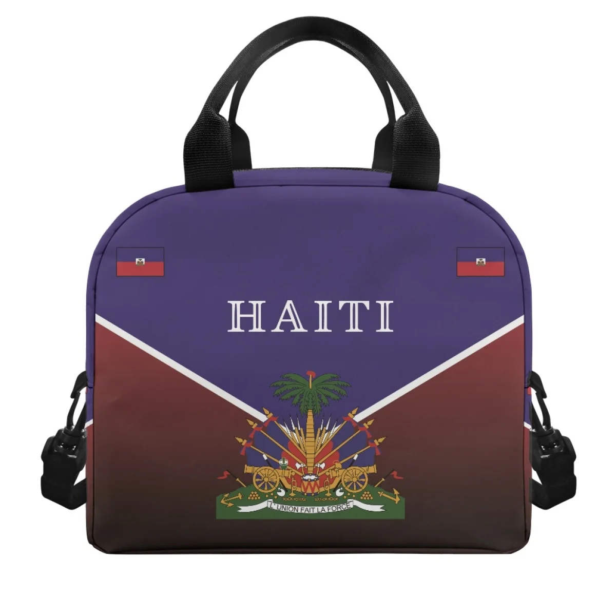 FORUDESIGNS Creative Haitian Flag Printing Thermal Children's School Lunch Box Camping Travel  Thermo Cooler Bags Light