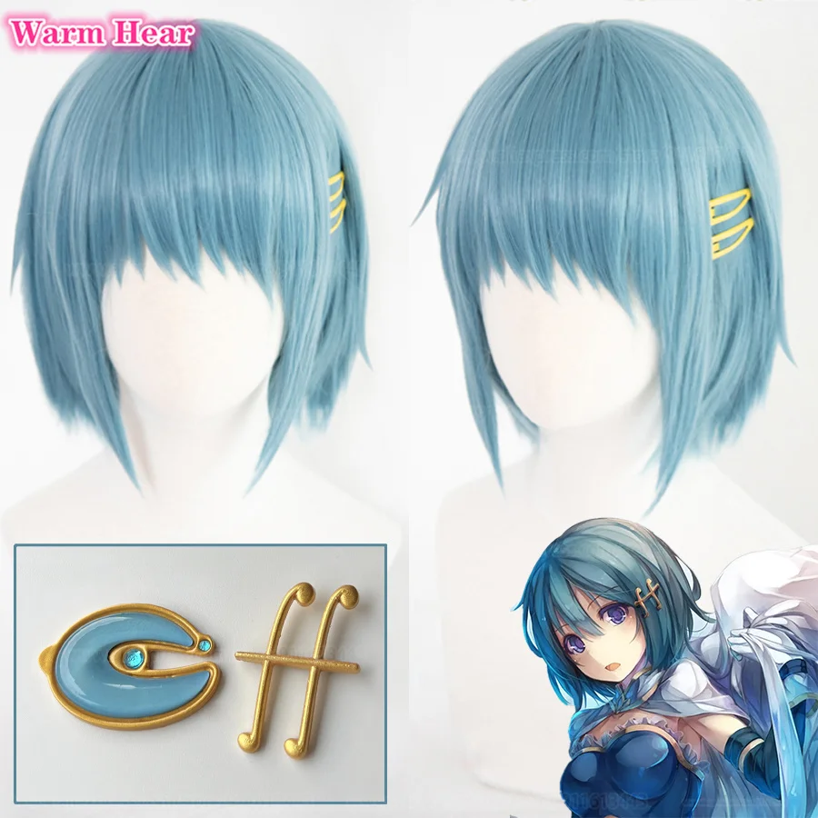 Anime Puella Magi Madoka Magica Cosplay Miki Sayaka Cosplay Tóc Giả Ngắn Xanh Sayaka Tóc Giả Kẹp Tóc Chịu Nhiệt Tóc Giả + Tặng Bộ Tóc Giả mũ Lưỡi Trai