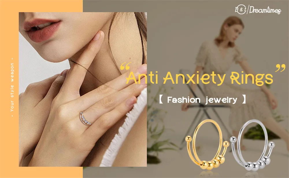 Edelstahl-Drehperlen-Angstlöseringe Offene Stressabbau-Fidget-Ringe für Frauen und Männer 2026 Modeschmuck Geburtstagsgeschenk – Detail 1
