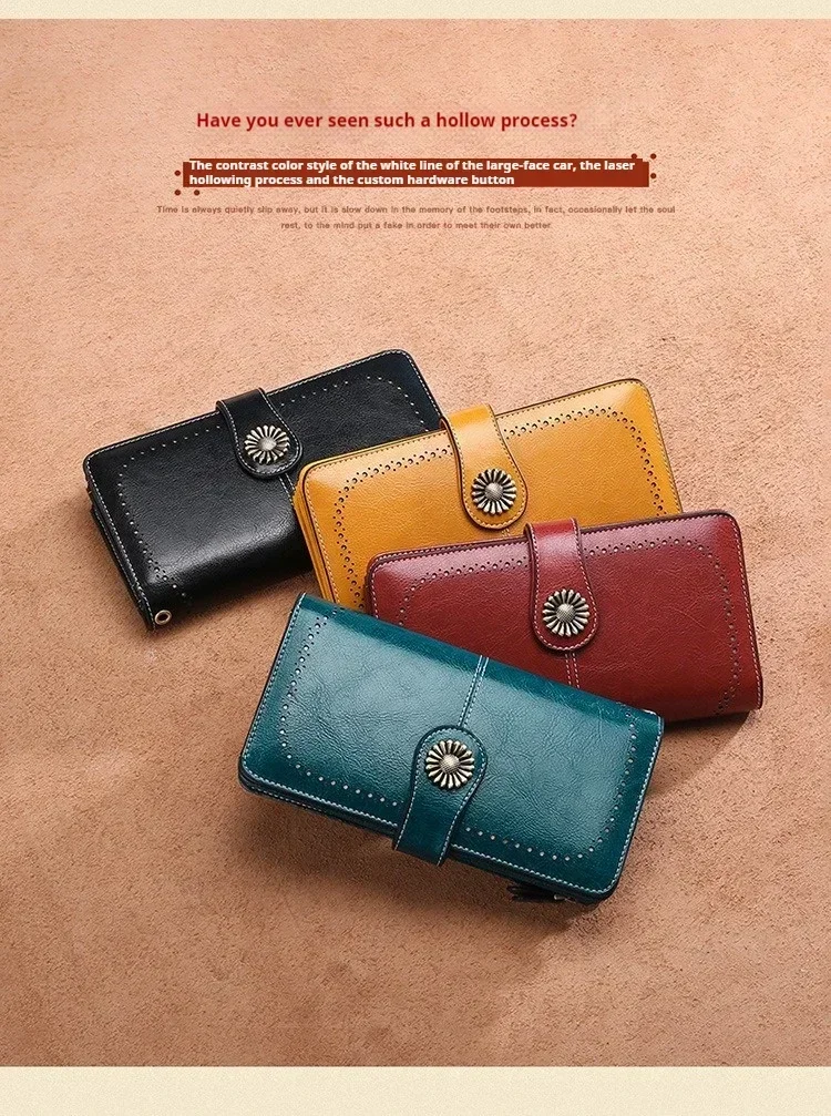 Fashion Wallets  Women Long Genuine Leather wallet Top Quality Card Holder Classic Female Purse Zipper Brand Wallet For Women