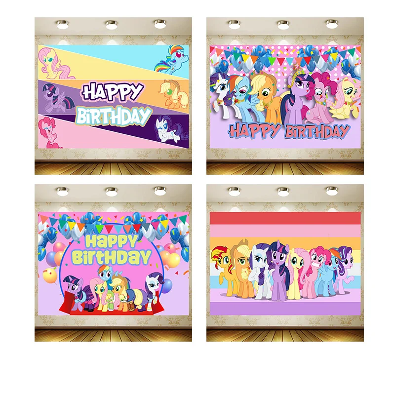 My Little Pony Backdrop Child pet Birthday Party Supplies Kid Decoration Wall Decor Customized Baby Shower Vinyl Background