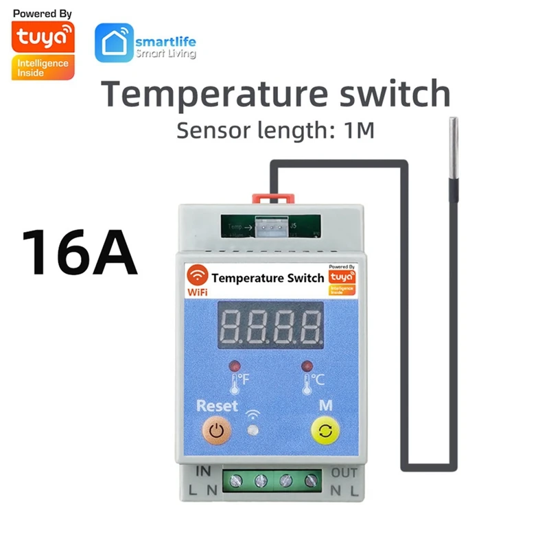 Imagem -02 - Interruptor de Temperatura Tuya Wifi Interruptor de Controle do Temporizador Controle App para Aquários Monitoramento da Temperatura da Água