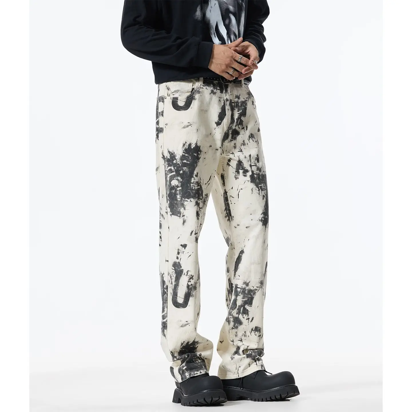 

Men's Autumn/winter American Retro Fashion Casual Jeans New Trendy Loose Straight Tube Rascal Handsome Versatile Pants