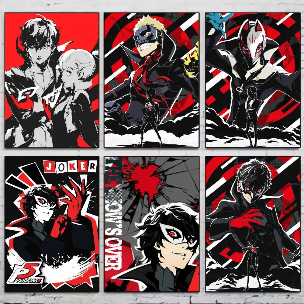 Video Game P-Persona 5 Poster PP Wall Posters Celebrity Cartoon Art Prints for Bedroom Office Waterproof Gift