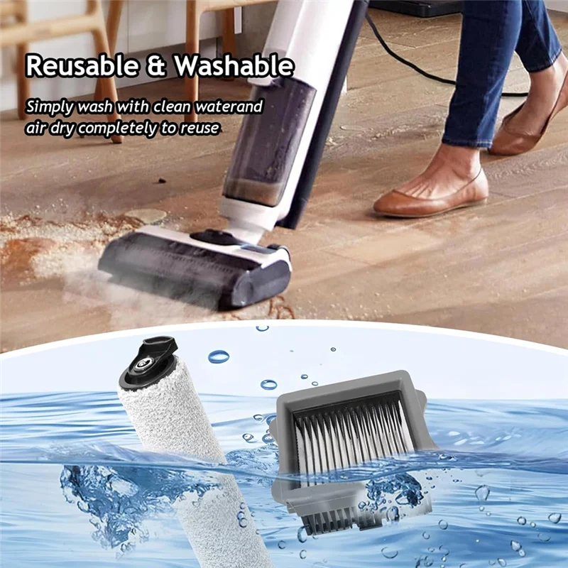 AC39-cepillo de rodillo filtro Hepa para Tineco FLOOR ONE S5 Steam/IFLOOR 5 juego de accesorios para aspiradoras húmedas y secas