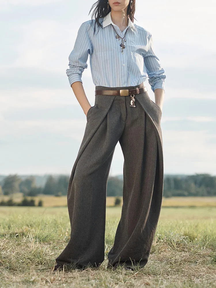 Faionable rayé irt décontracté contraste col nouveauté hiver 2025 vêtements pour femmes doux Aosphère loisirs T