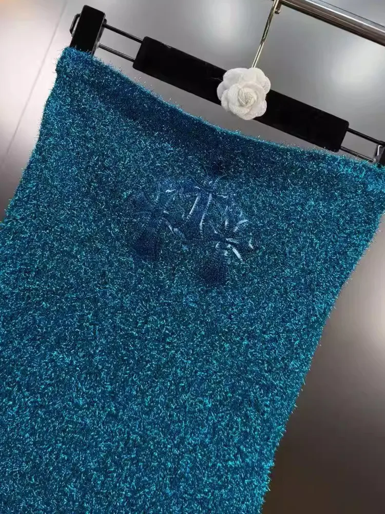 DFDG Damska Letnia Turkusowa Sukienka Bez Ramiączek z Cekinami, Obcisła Mini Sukienka, Błyszcząca Sukienka na Imprezę, Modna Sukienka Klubowa 2025, Kobieca Moda