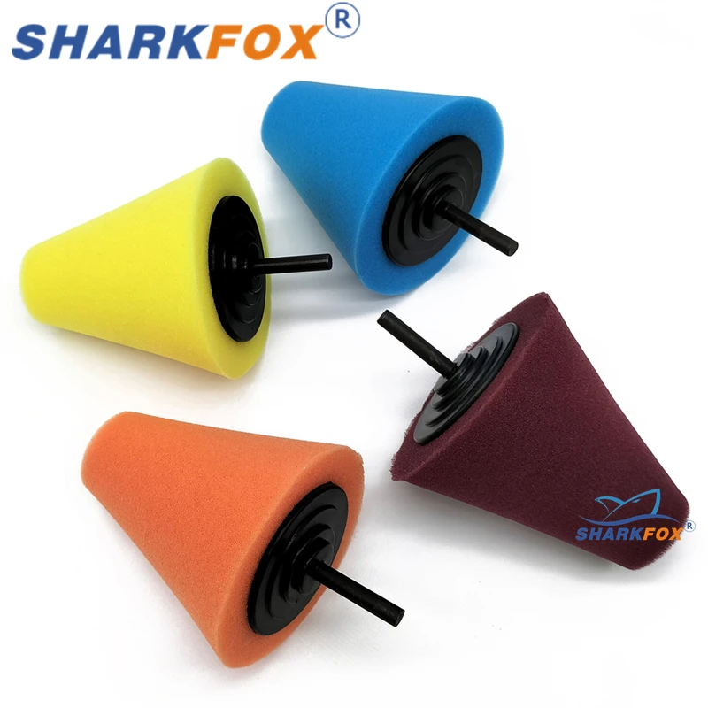 Sharkfox Auto Wheel Polishing Sponge Used for Electric Drill 3inch/ 4inch Burnishing Ball Polishing Cone Car Hub Buffing Sponge