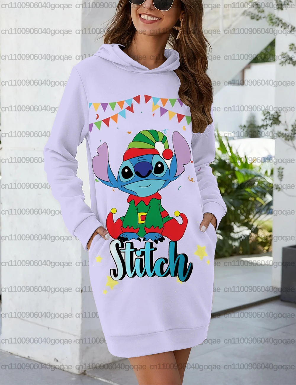 Robe à capuche pour femmes, avec dessin animé Disney Stitch, imprimé mignon et doux, à la mode, Style de rue, chemise de sport, tenue de fête, nouvelle collection