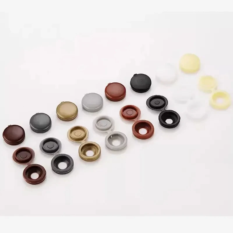 10/100Pcs Hinged Plastic Screw Cap Cover Nut Fold Snap Protective Cap Button Screw Wood Furniture Decorative Nuts Bolts Hardware
