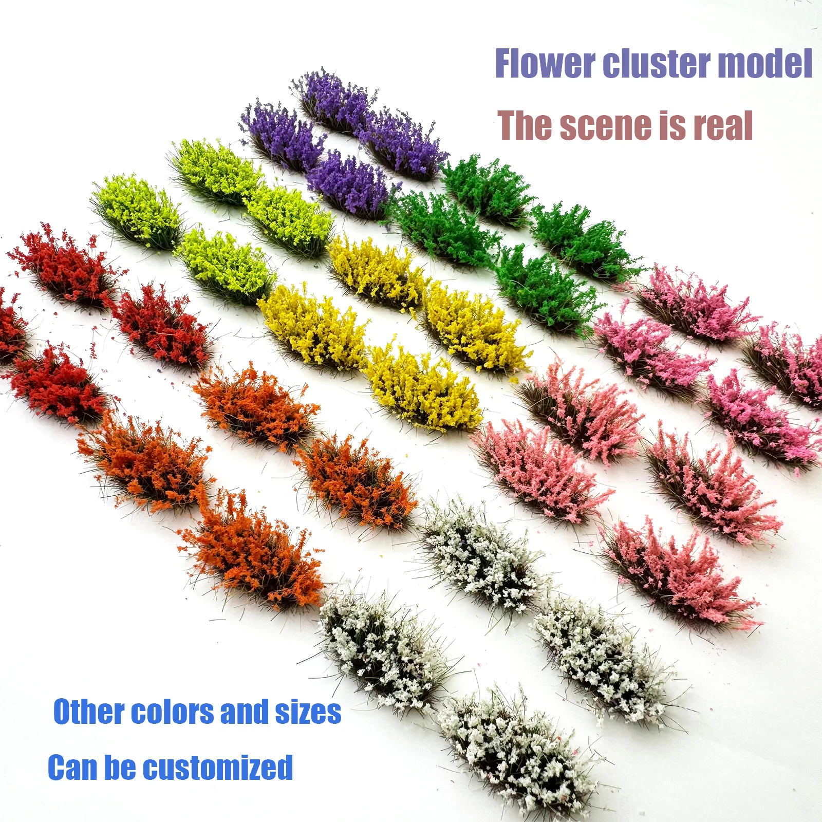 

10MM Artificial Flower Cluster Plant Model Static Colorful Grass Tuft Landscape Garden Decor DIY Sand Table Layout Scene Diorama