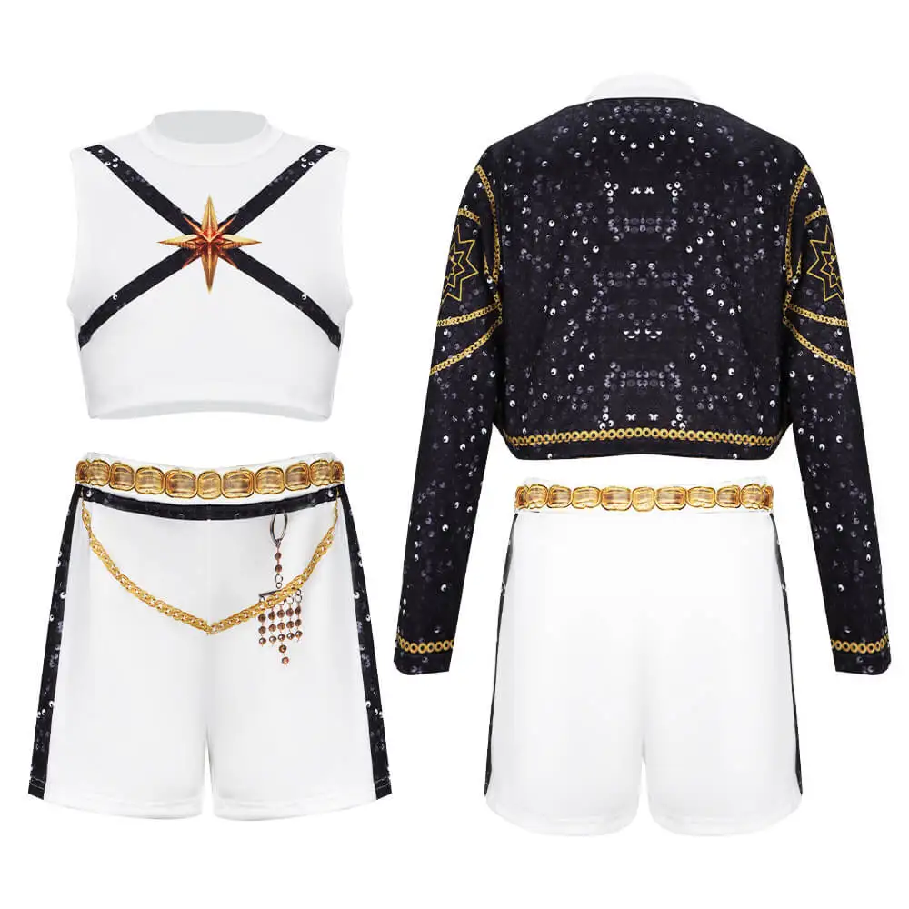 أطفال رومي المرحلة الذهبية ملابس تأثيري حلي شيطان هنتر فستان بتصميم حالم دور اللعب هالوين كرنفال ملابس الحفلات