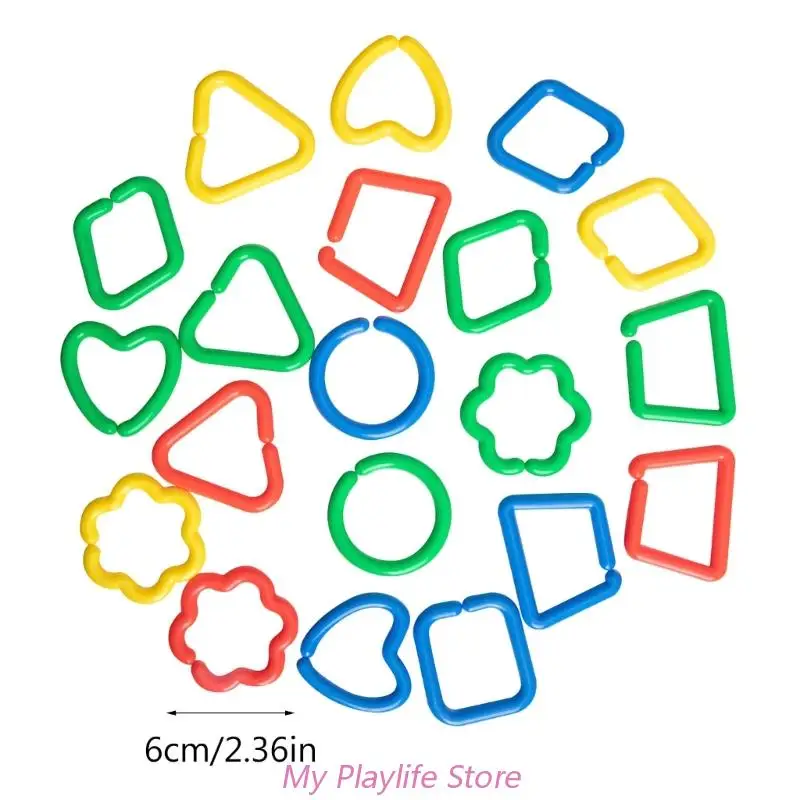 20 Pieces Plastic Clip Hooks Chain Link Rainbow Color Link Kids Learning Toy Small Pet Parrots Bird Cage Toy Accessory