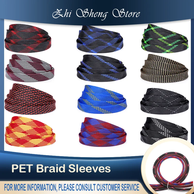 

Mixed Color PET Braided Sleeve 2mm-40mm 1/5M Expandable Cable Conduit Insulation Line Protection for Electronic Components