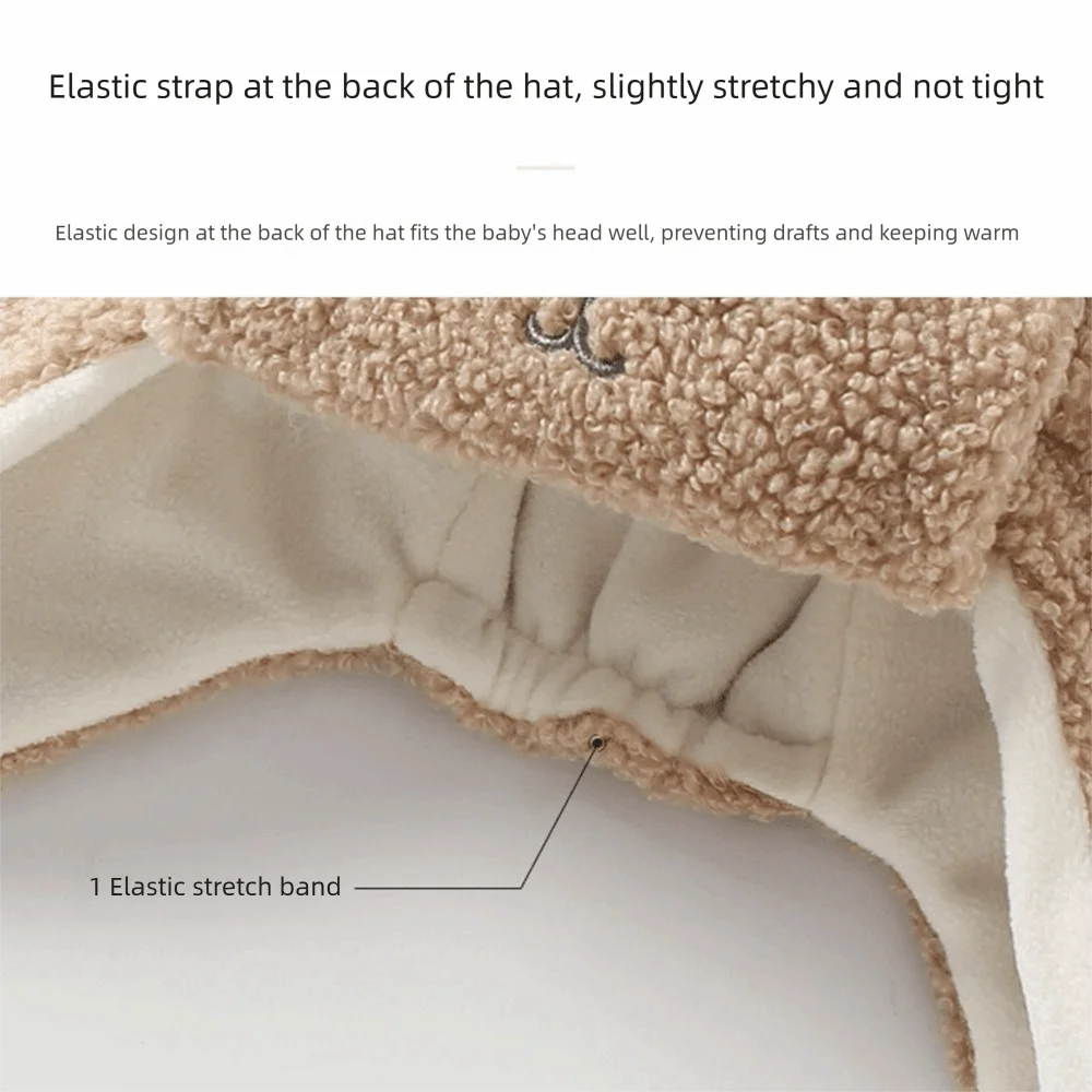 

Fashion Cute Cartoon Bear Warm Hat Thickened Windproof Ear Protection Hats Cold Proof Beanie Cap