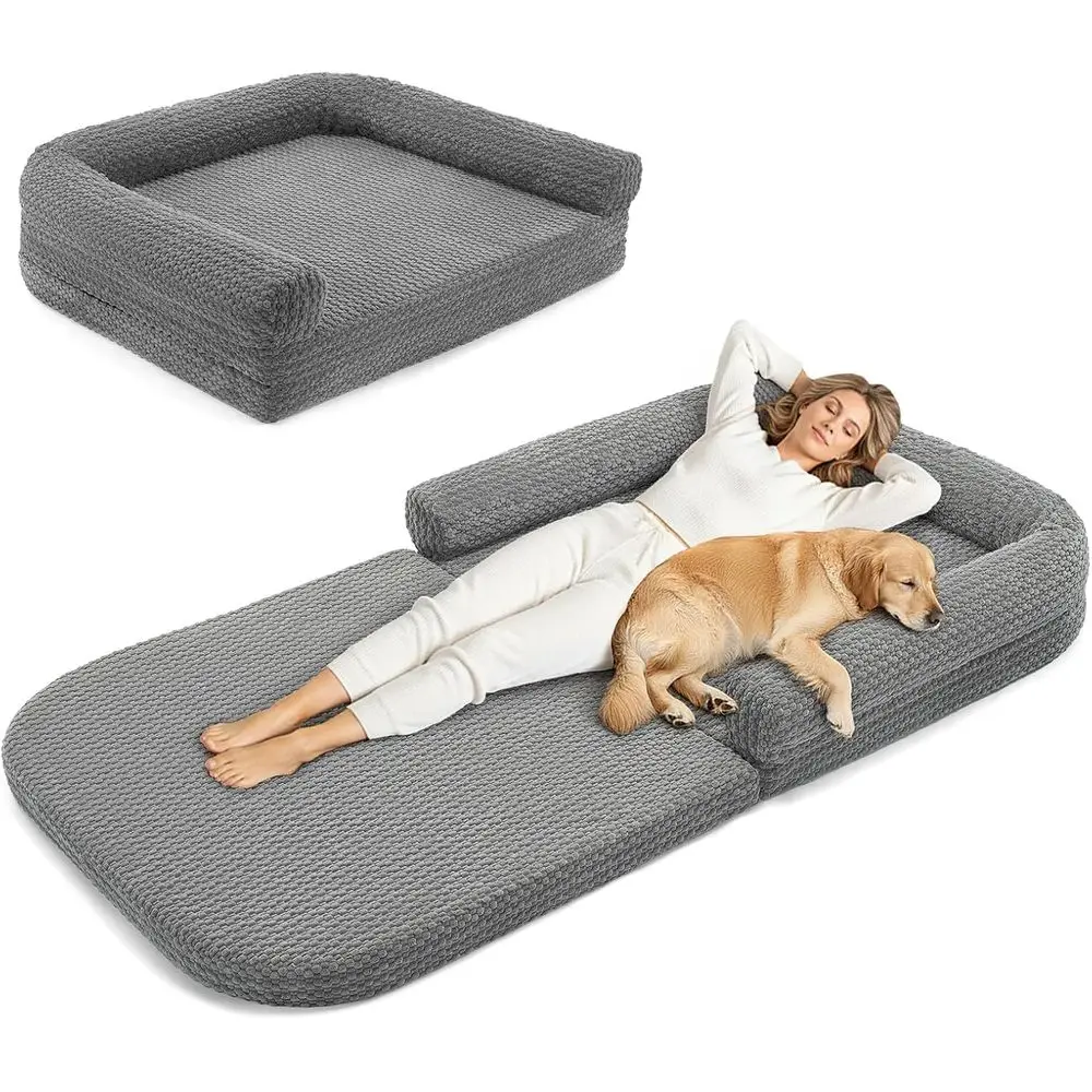 Jumbo Memory Foam Dog Bed for Anxiety Relief, Waterproof & Non-Slip, 77 x 43 x 9