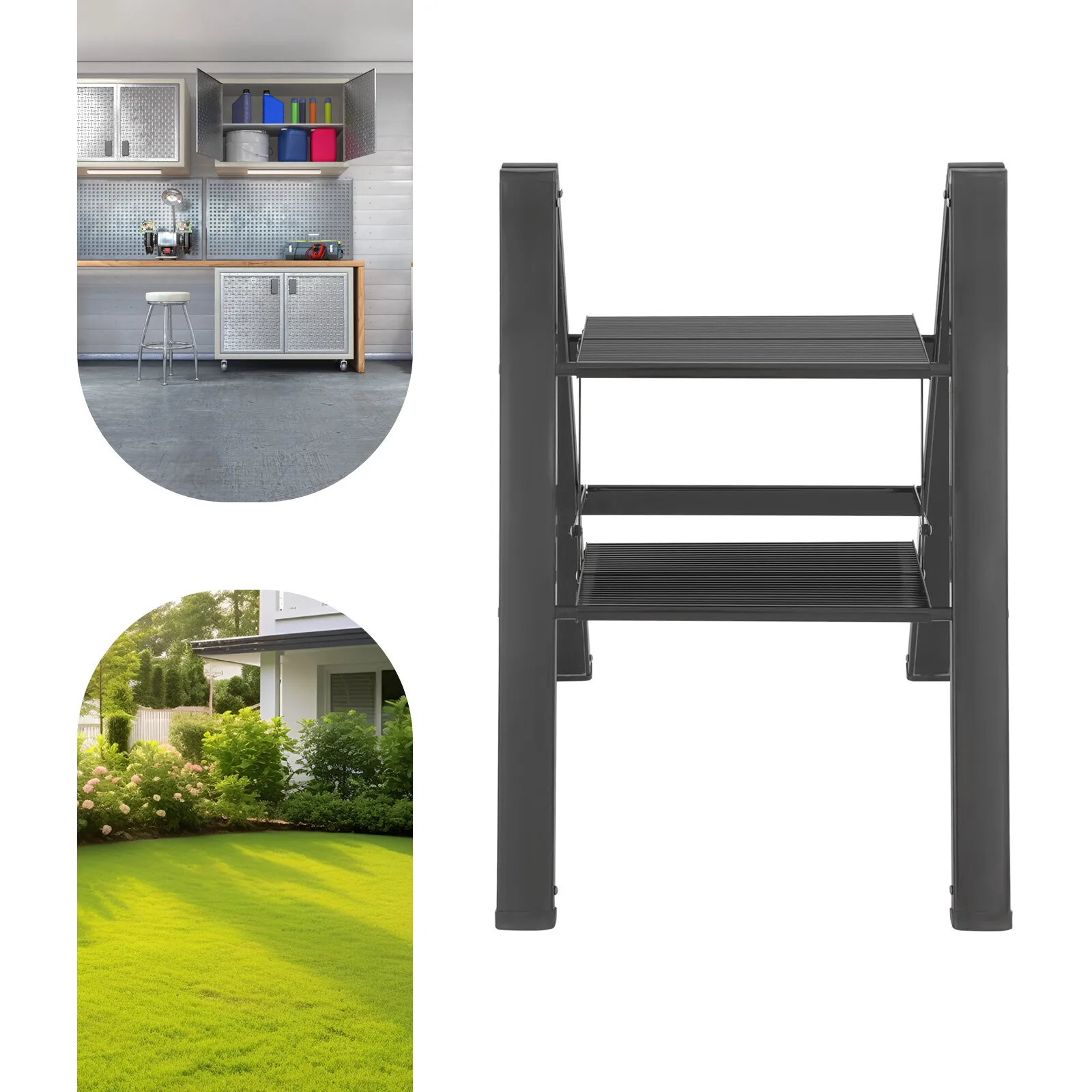 

2-ступенчатая складная лестница емкостью 300 кг, бытовой табурет из алюминиевого сплава с сверхпрочной опорой