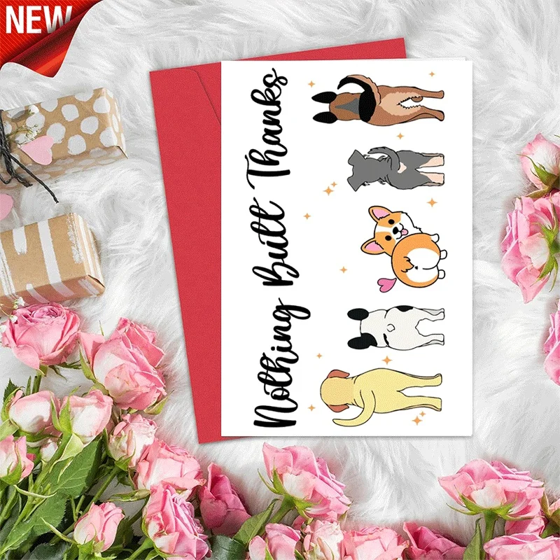 

Dog Print Thank You Card, Cute Pet Themed Nothing Butt Thanks Greeting Card for Pet Lovers