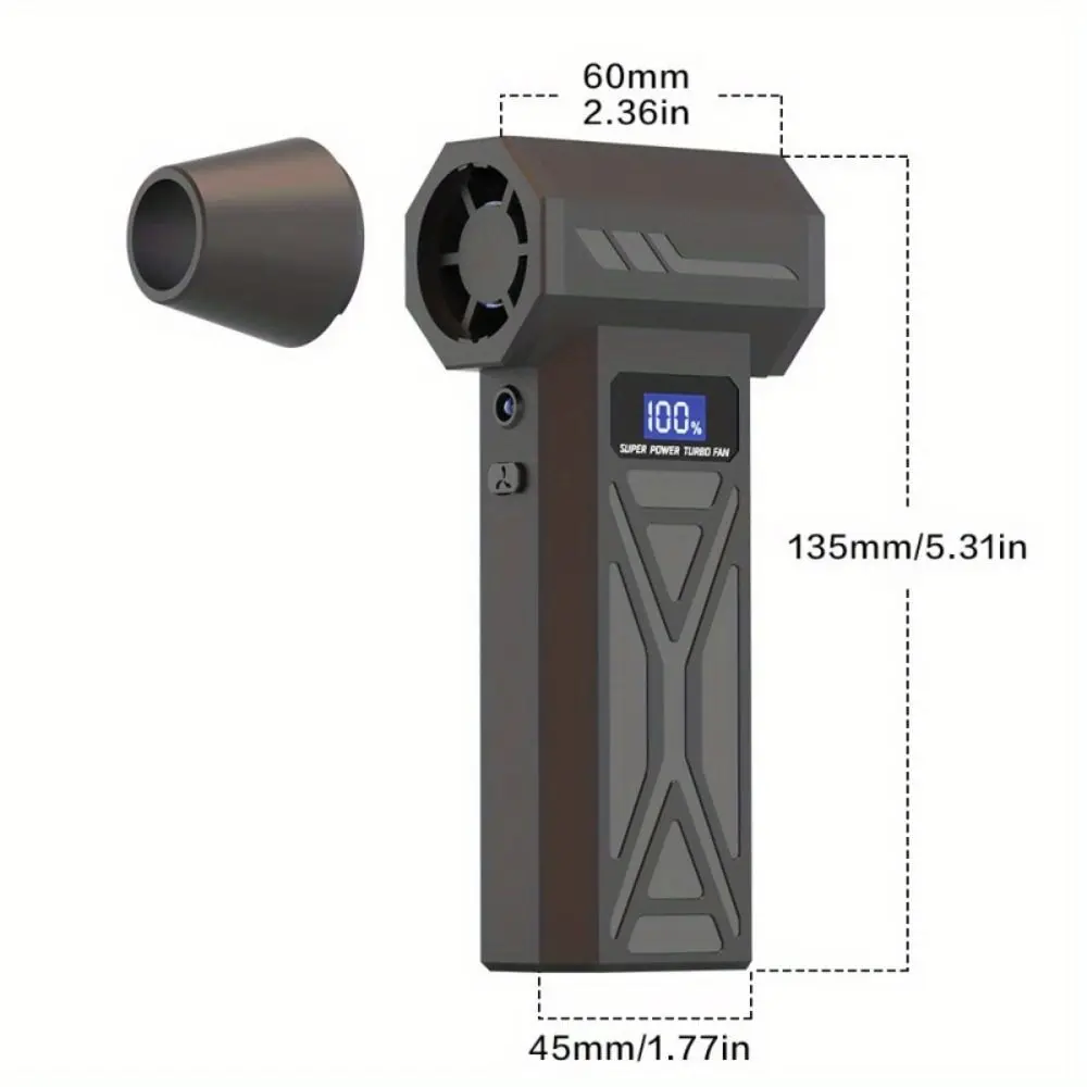 Brushless Motor Powerful Dust Blower Digital Display with LED Light Handheld Turbo Violent Fan Speed Adjustable Rechargeable