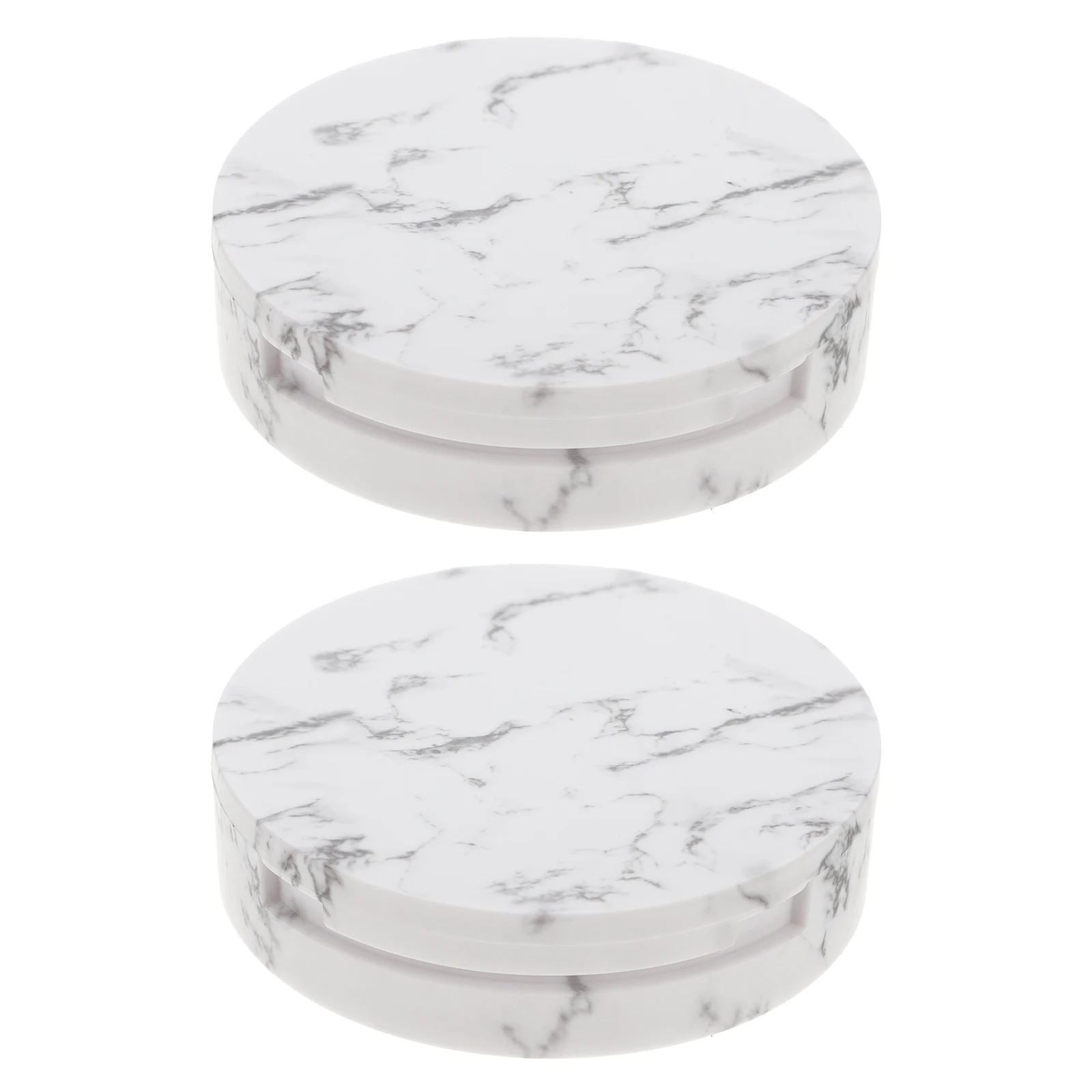 2pcs Marble Pattern Pressed Powder Box Acrylic Double Layer Container For Travel Diy Makeup Blush Eyeshadow Holder