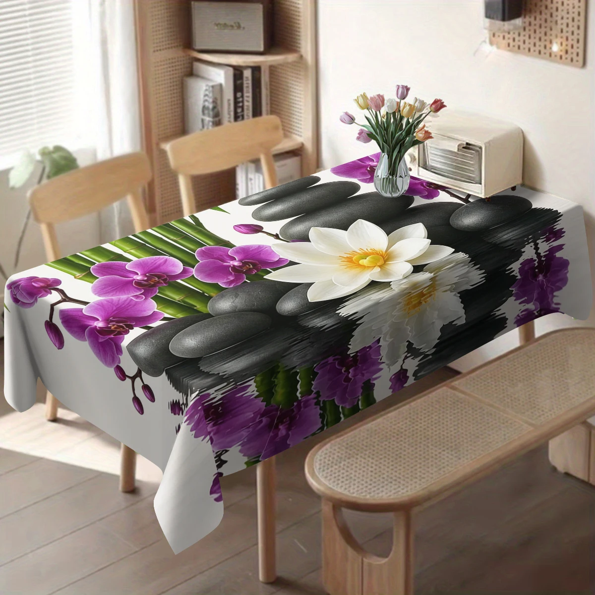 Chic Marble Pattern Polyester Tablecloth - Stylish Table Cover for Dining Room, Ideal for Home Daily Use & Gathering Decoration
