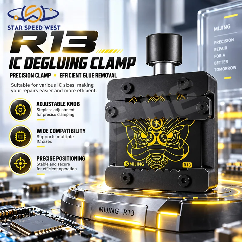 MIJING  R13 IC Degluing Clamp with Stepless Knob Adjustment Tempered Glass Chip Glue Removing Table for BGA CPU Repair Tools