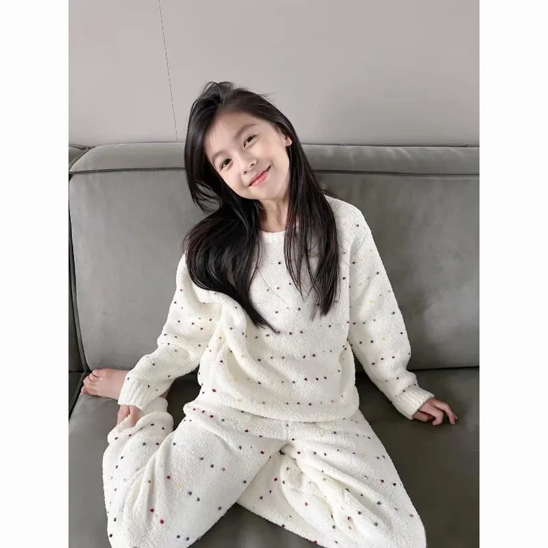 

Coral Fleece Pajamas Female Autumn and Winter Comfort Set New Style Can Be Worn Outside Home Dress Loose Nice and Warm Cute