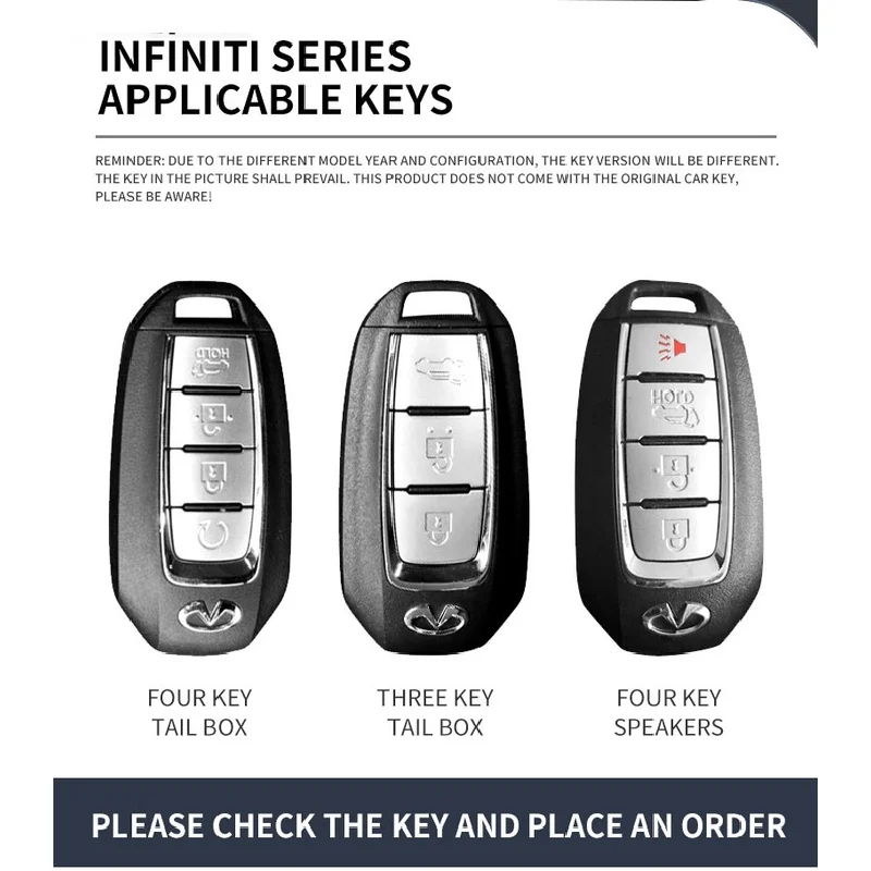 Alloy Leather Car Key Case Cover For Infiniti Q50 Q60 Q70 QX50 QX60 QX70 G25 FX JX35 FX25 FX35 EX35 FX37 Auto Keychain Accessory view 2