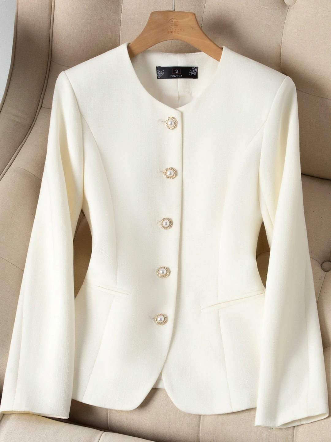 

Elegant Single-Button Suit Jacket Women's Commute Style Fashionable OL Top Spring New Arrival Polyester Fiber Long Sleeve