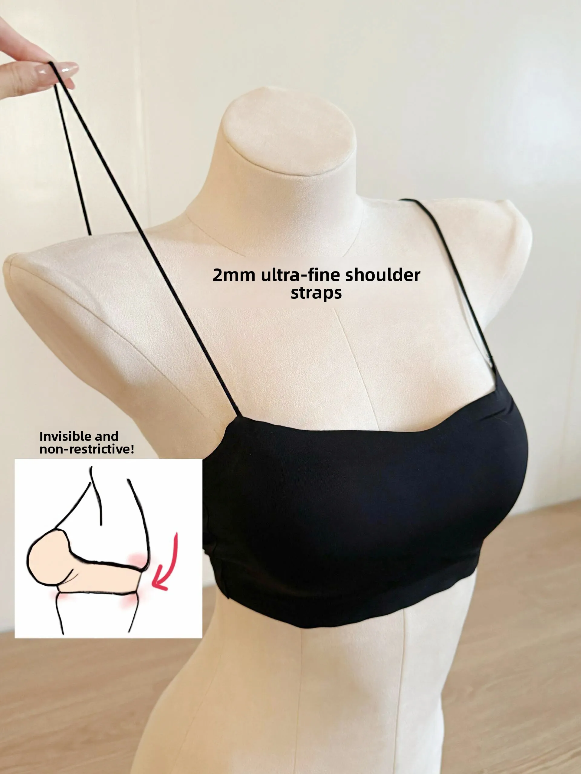 

Sleeveless Ice Silk Tube Top Women's Underwear Beautiful Back Design Thin Strap Can Be Summer New Style Youth Female