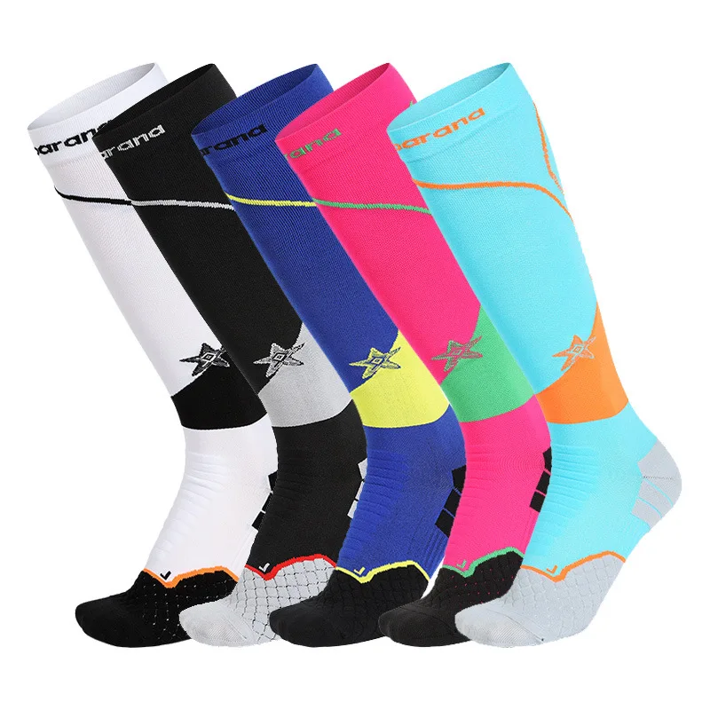 Calcetines largos de compresión para hombre y mujer, medias elásticas para correr, Maratón, fútbol, Verano