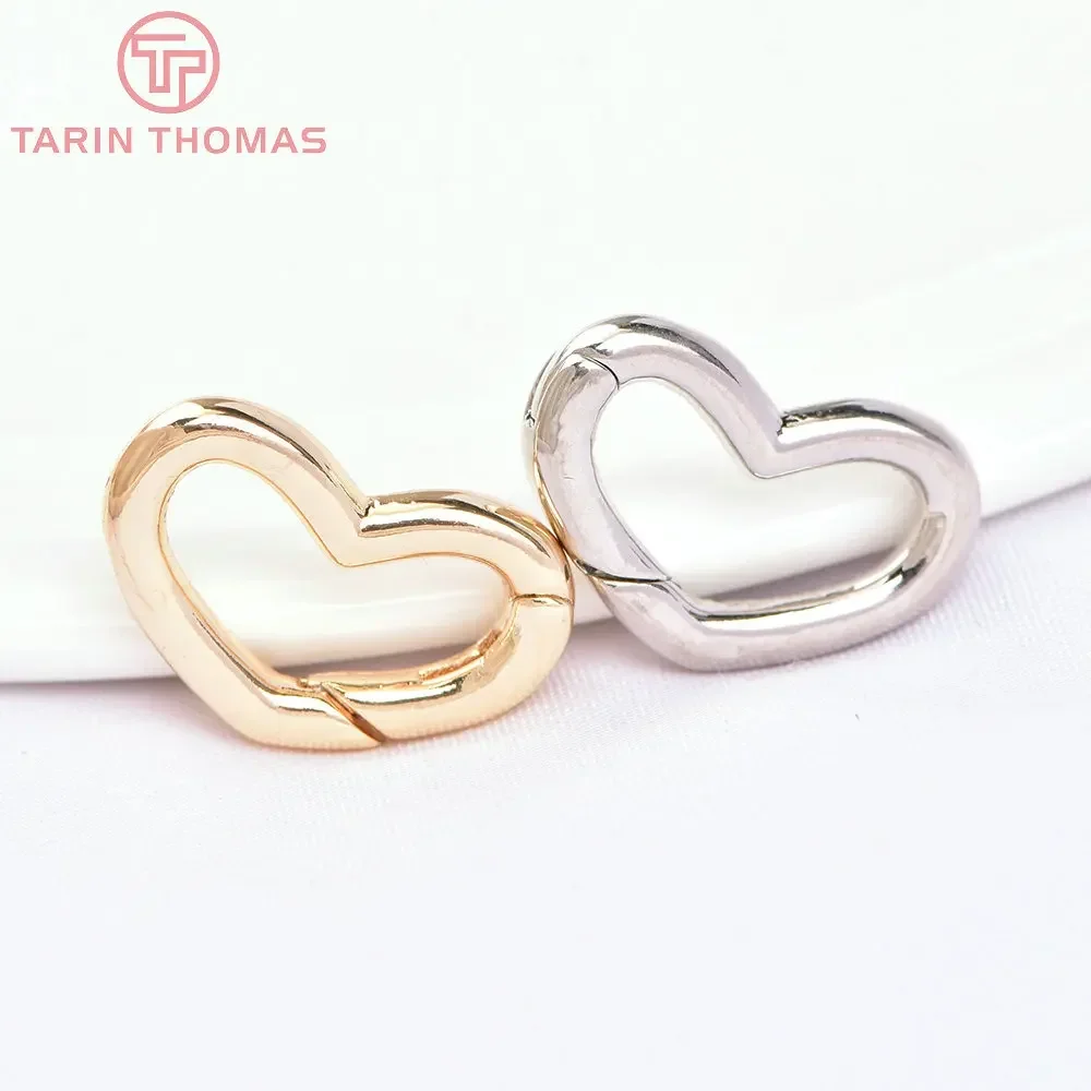 (601) 4PCS 17x11MM 24K Gold Color Brass Heart Connect Clasps for Charms Pendants High Quality Jewelry Making Findings Wholesale