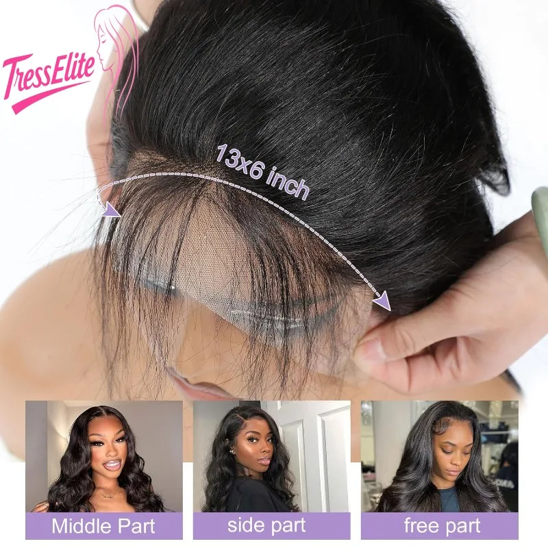 

13*6 кружевная передняя объемная волна, бразильская девственная Реми, полностью ручная одежда, 100% необработанная, 8-22 дюйма, дышащая и удобная