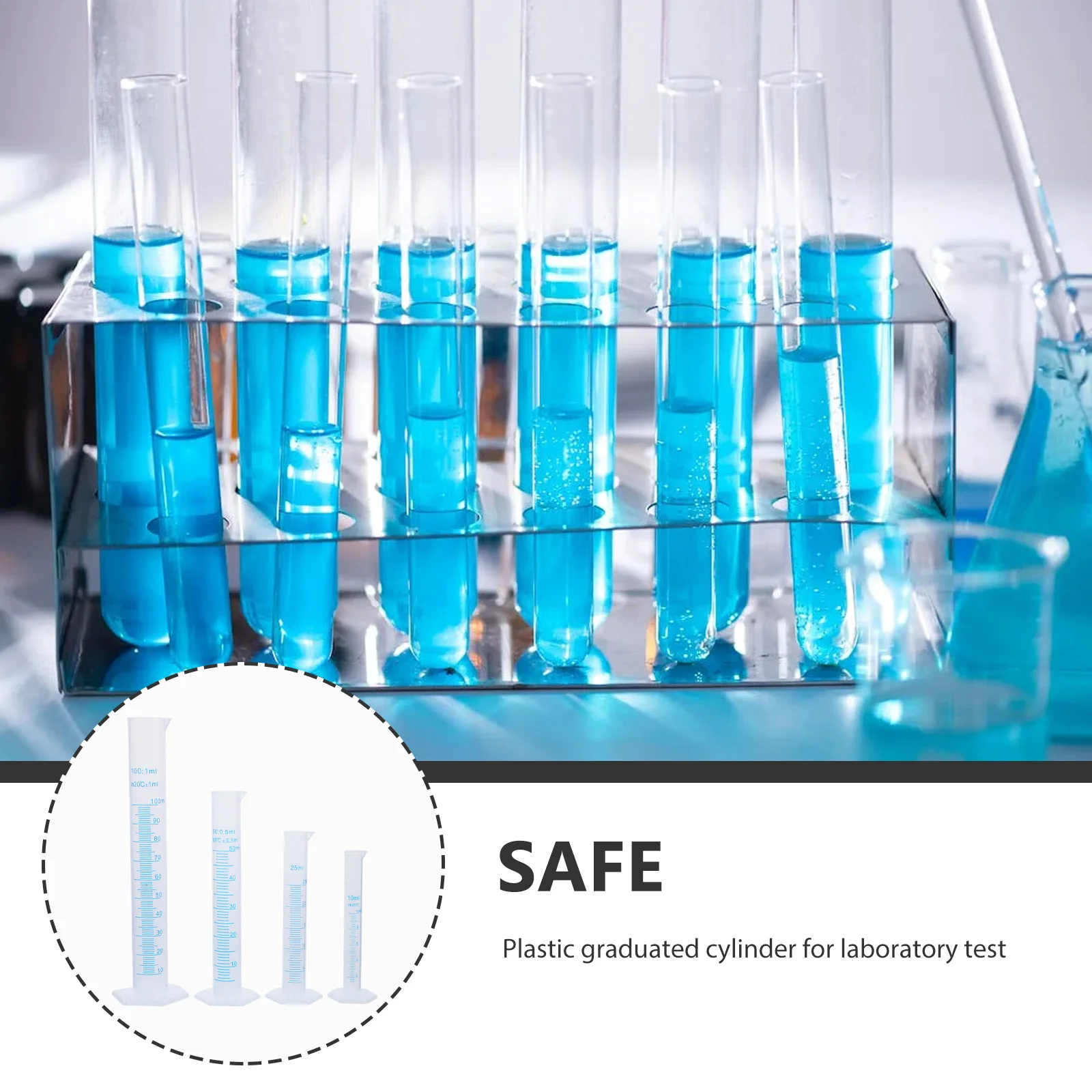 

4pcs Transparent Food-Grade Plastic Graduated 10Ml 25Ml 50Ml 100Ml Lab Test Stable Base Easy Pouring Plastic Set Graduated