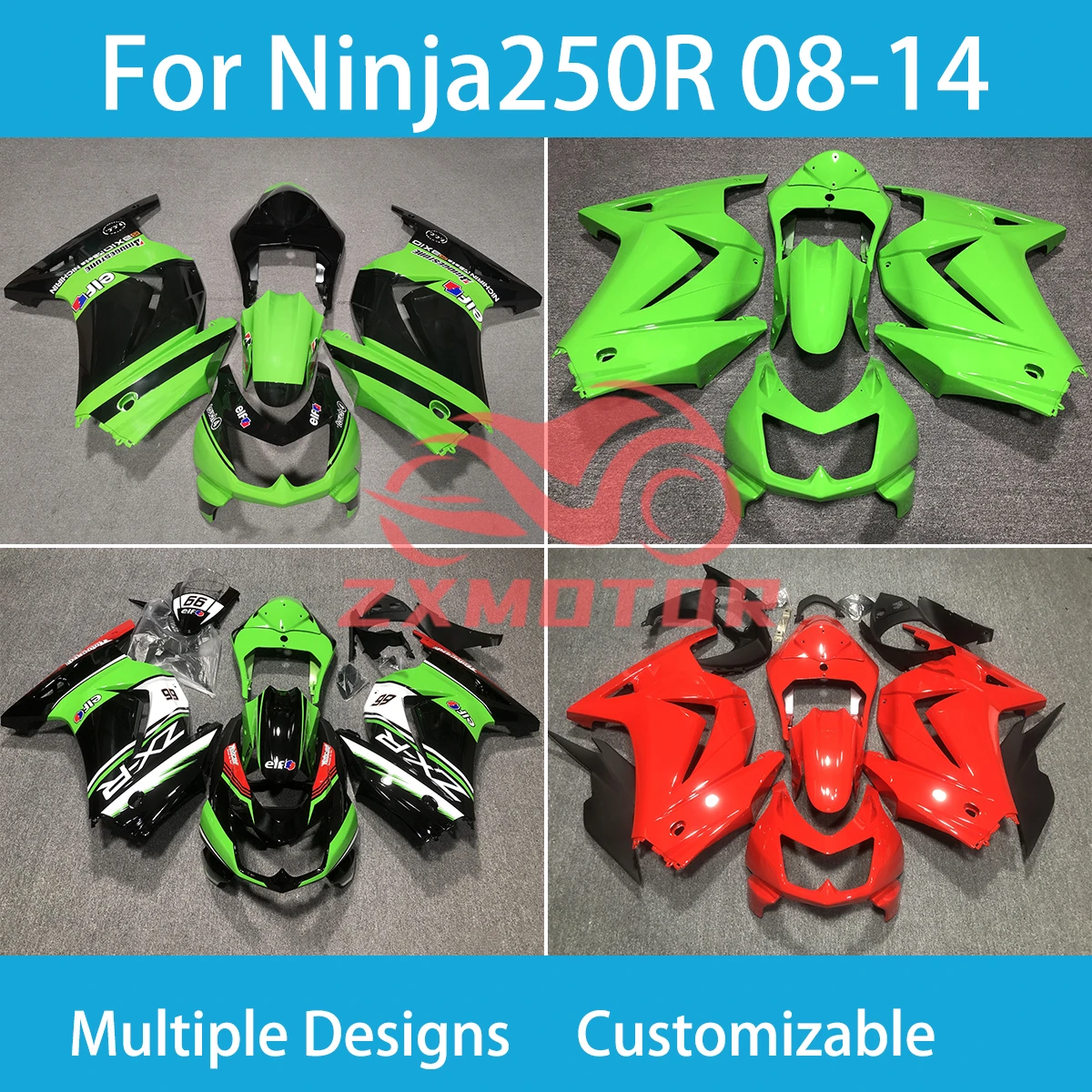 Cool Fairing Kit for Kawasaki Ninja250R 08 09 10 11 12 13 14 ABS Injection Motorcycle Bodywork Fairings Ninja 250R 2008-2014