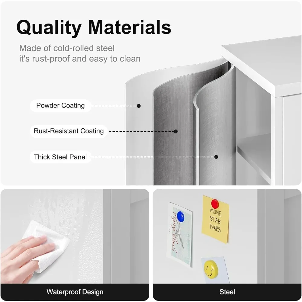 Tall Bathroom Cabinet,Narrow Metal Storage Cabinet with 5 Adjustable Shelves and Single Barn Door,Slim Pantry Storage Organizer - Image 6