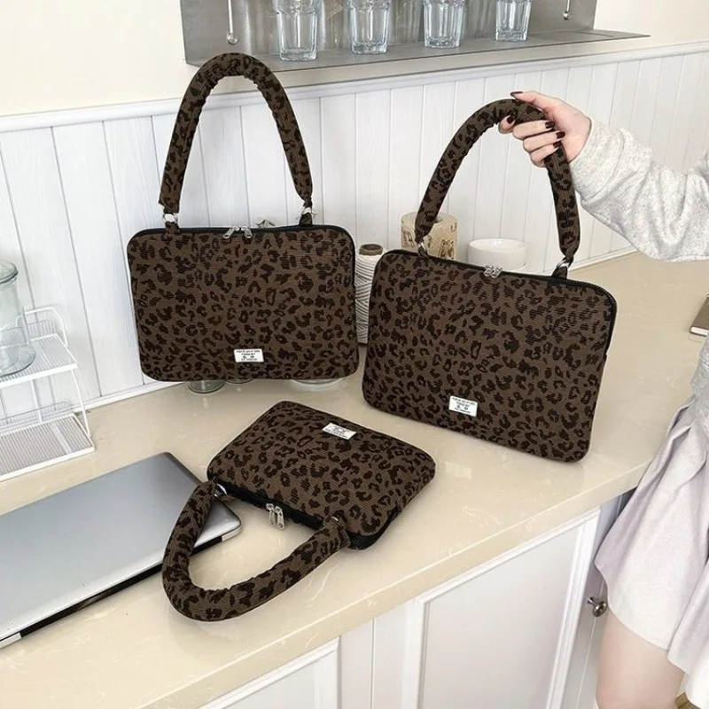 

Модная сумка для ноутбука 11, 13, 15 дюймов с ручкой, в корейском стиле, с леопардовым принтом, чехол для компьютера, модный чехол для планшета, стильная сумка-тоут для поездок на работу