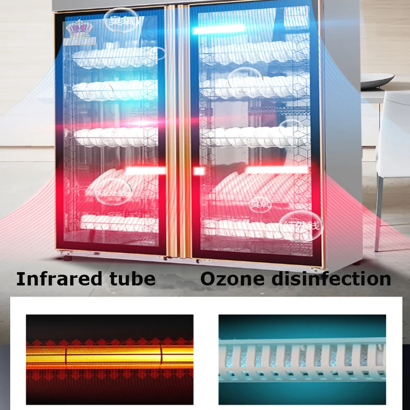 Armario de desinfección Vertical, armario comercial de acero inoxidable de gran capacidad, doble puerta, resistente a altas temperaturas