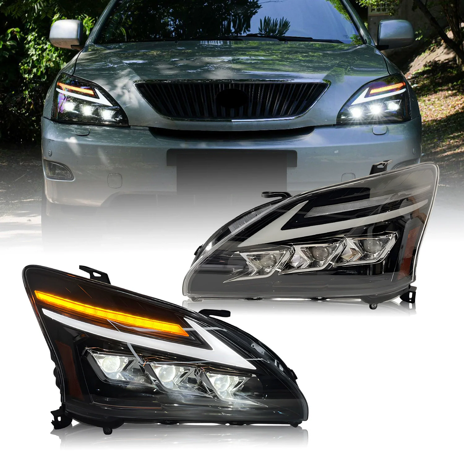 

Светодиодная фара в сборе для Lexus RX330 350 400 03-08, модифицированная передняя фара с динамическим указателем поворота, дневные ходовые огни