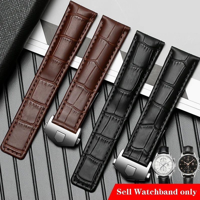 

19mm 20mm 22mm Crocodile Grain Cowhide Leather Watchband for Heuer Strap Band Diving Male F1GULF Watch Accessories