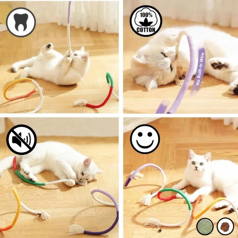 1PC Cat Bite Rope Toy Grinding Teeth Durable Teasing Cat Teaser Toy Clean Mouth Kitten Play Toy Akcesoria dla zwierząt domowych