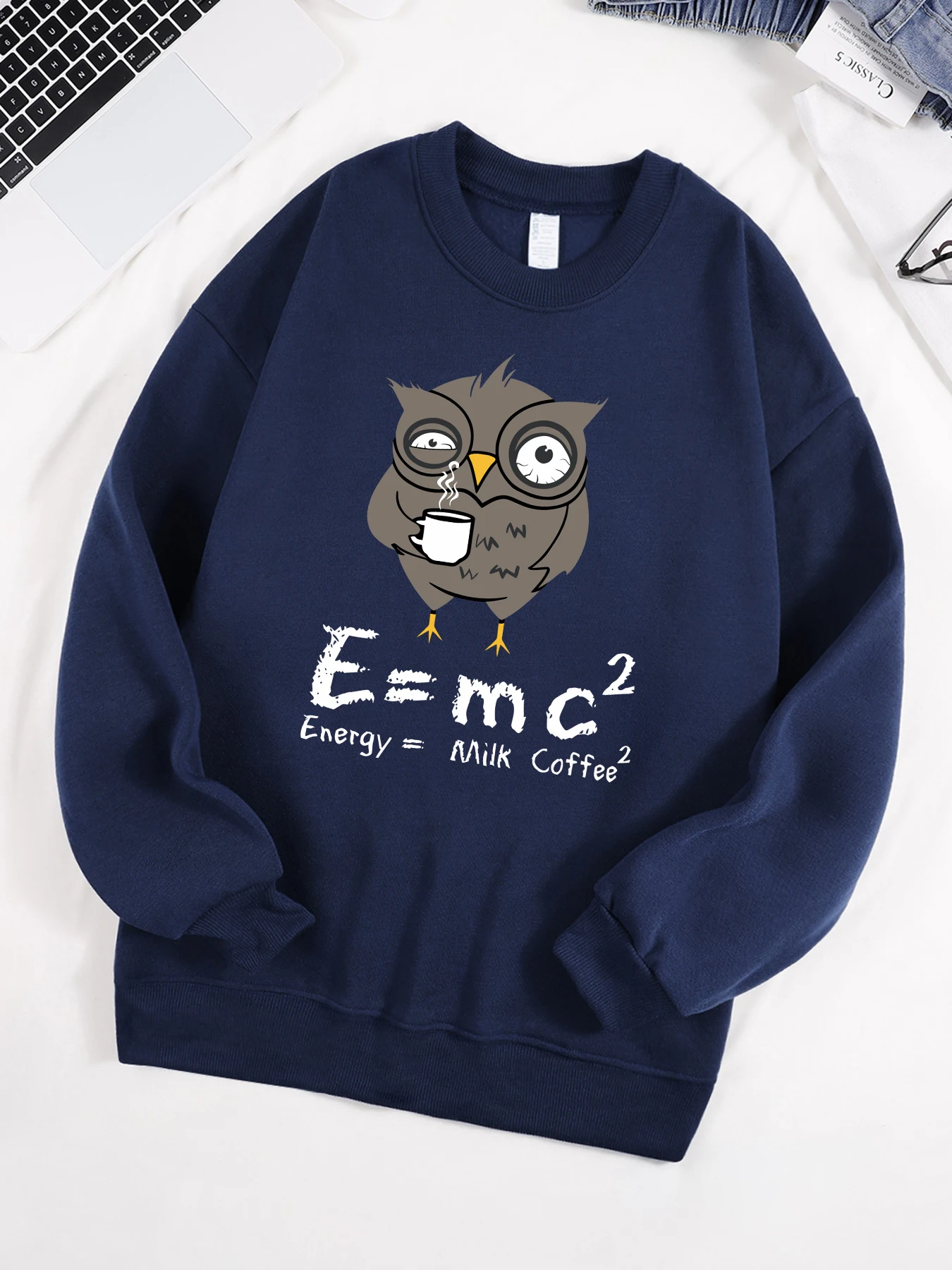 

Мужской пуловер с рисунком «Сова», пить кофе и поздний», осенний свитшот с 0-образным вырезом, одежда в стиле хип-хоп, унисекс, флисовый повседневный топ